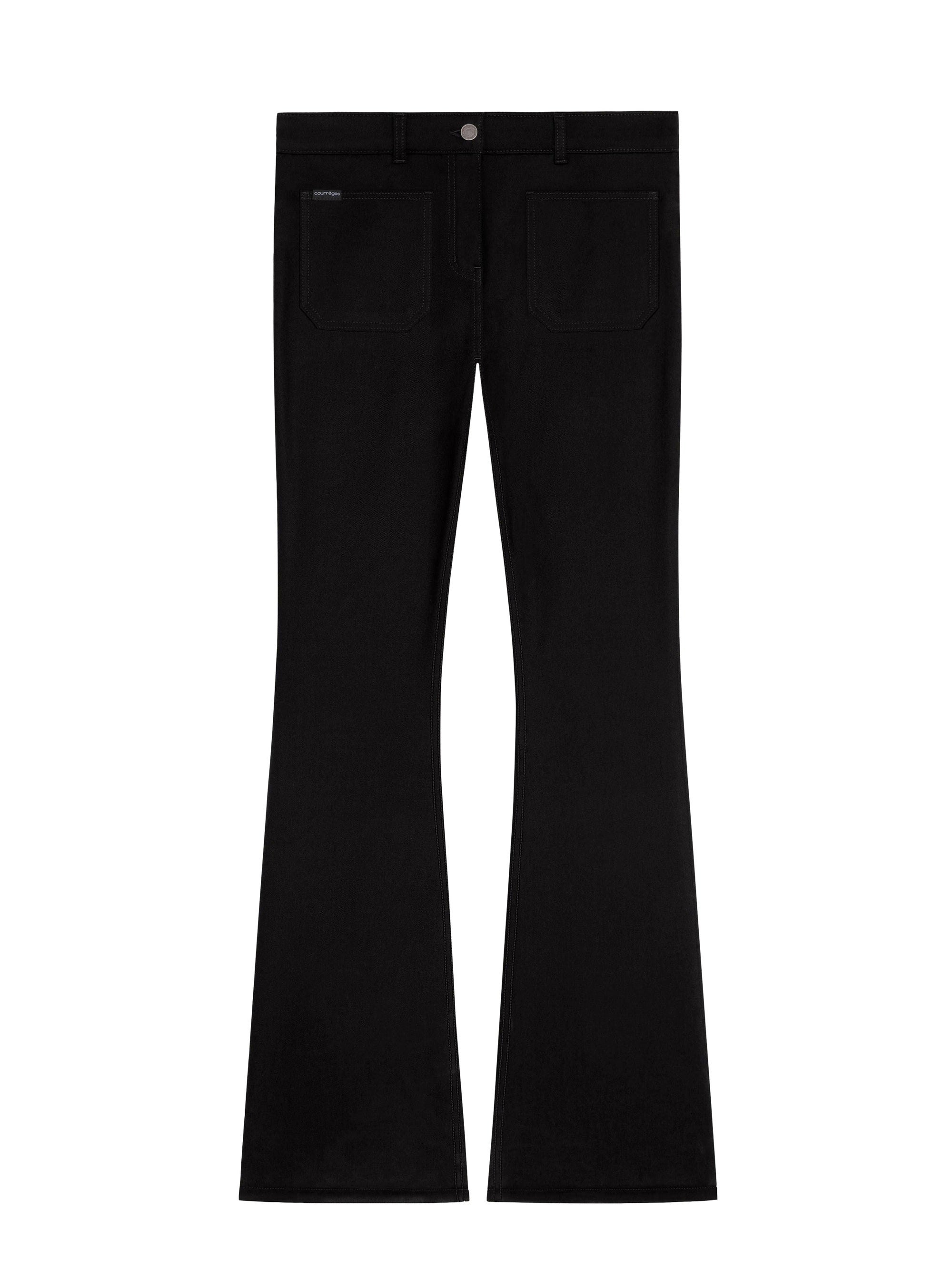 2-pocket topstitched denim bootcut Pant - Black