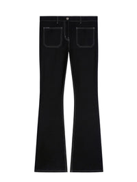 2-pocket topstitched denim bootcut Pant - Black & White