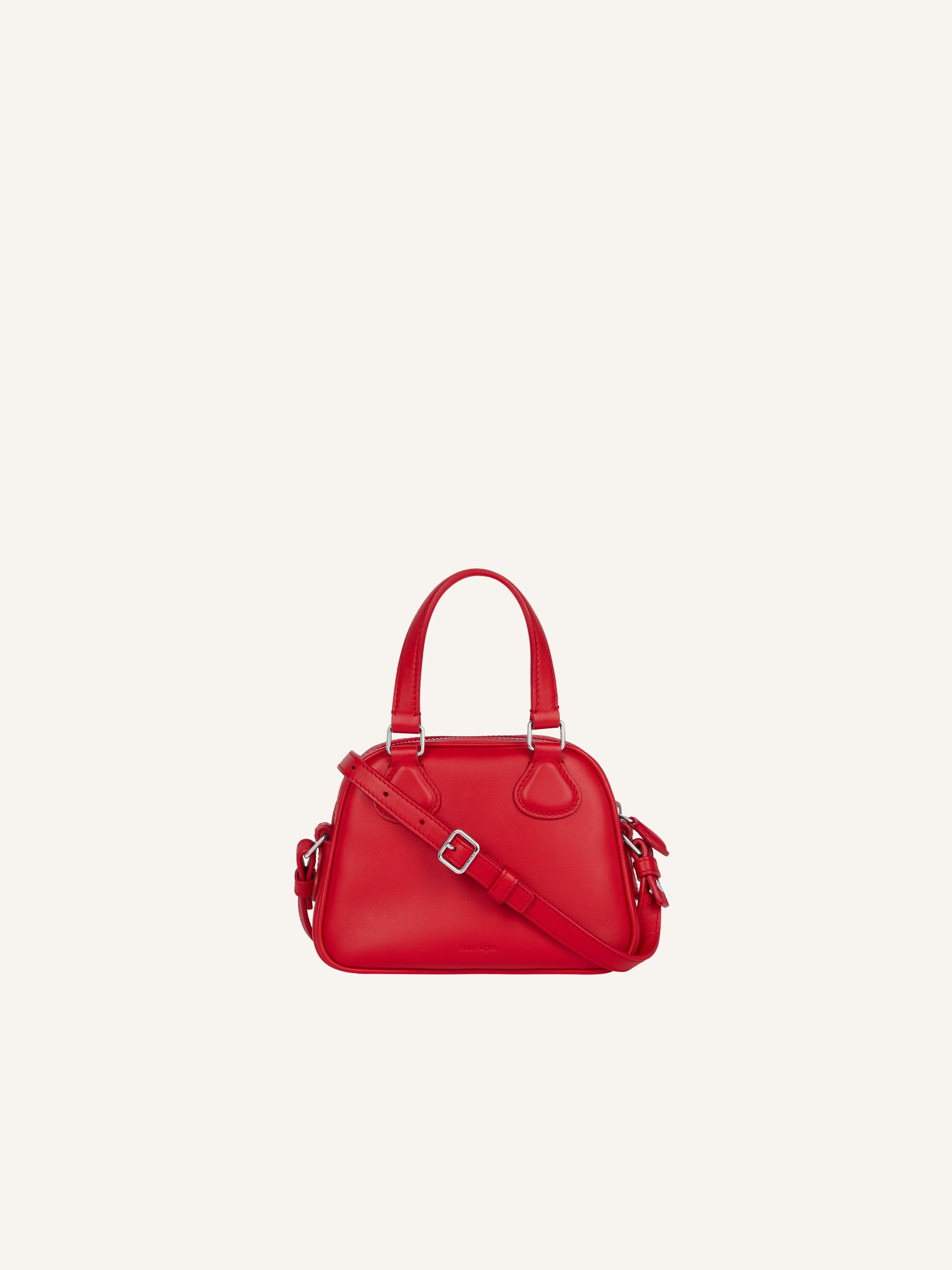 Ac stud leather mini bowling Bag - Ruby