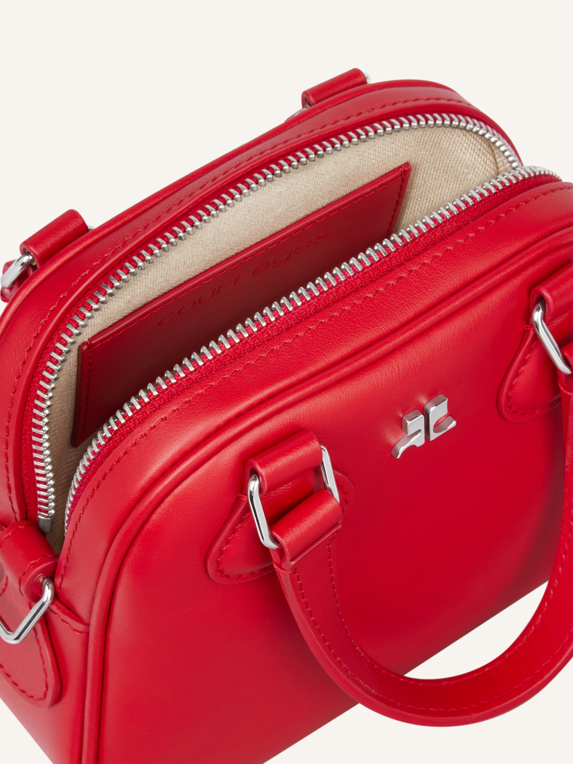 Ac stud leather mini bowling Bag - Ruby