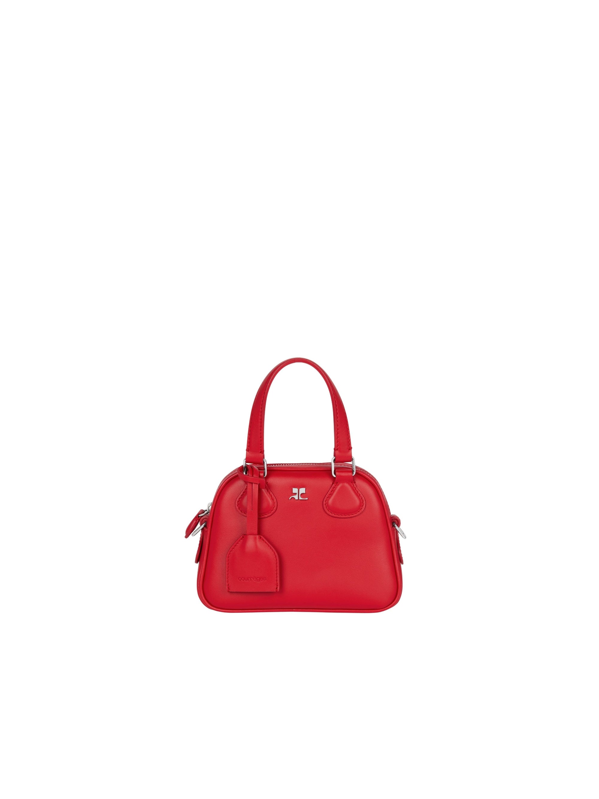 Ac stud leather mini bowling Bag - Ruby