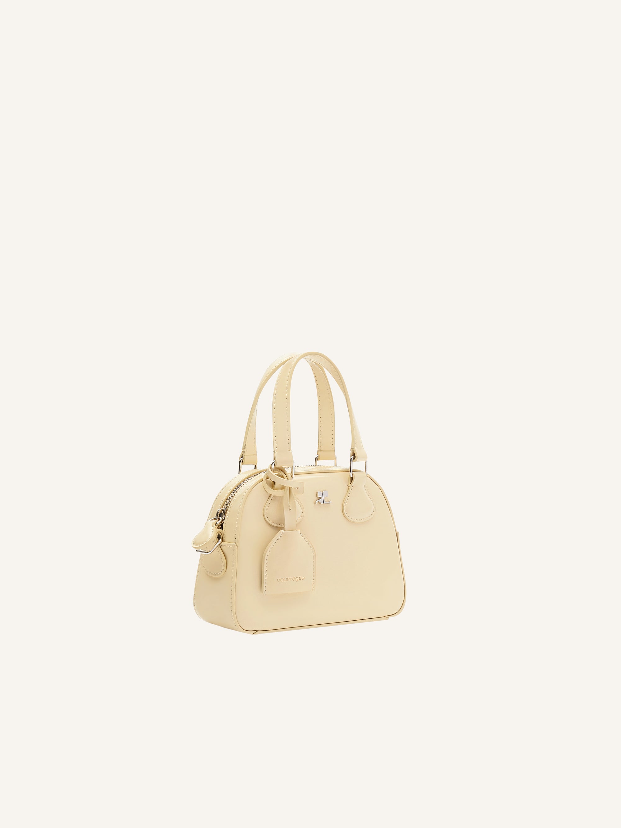 Ac stud iced leather mini bowling Bag - Soft Butter