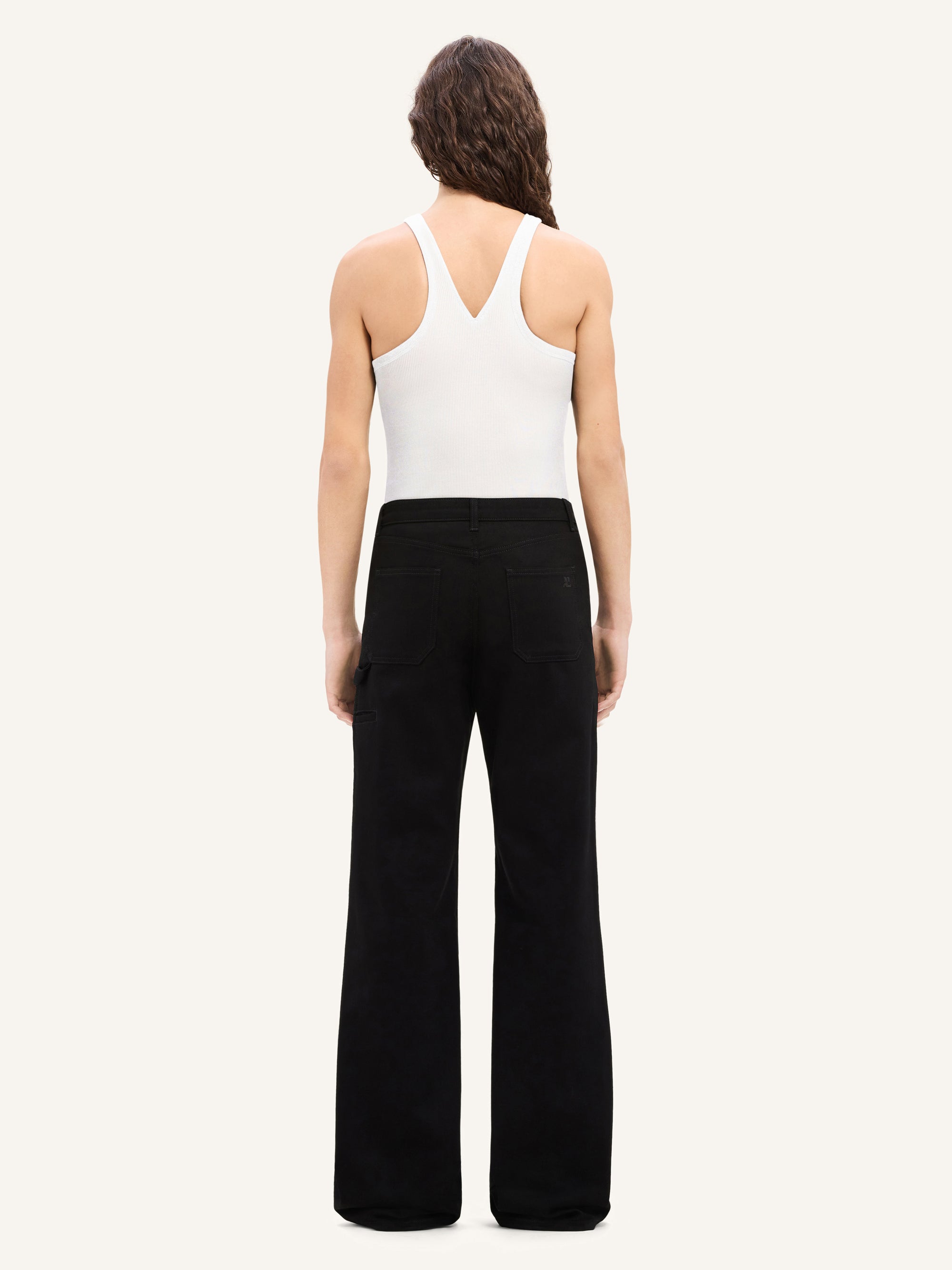 Criss cross 90's rib tank Top - White