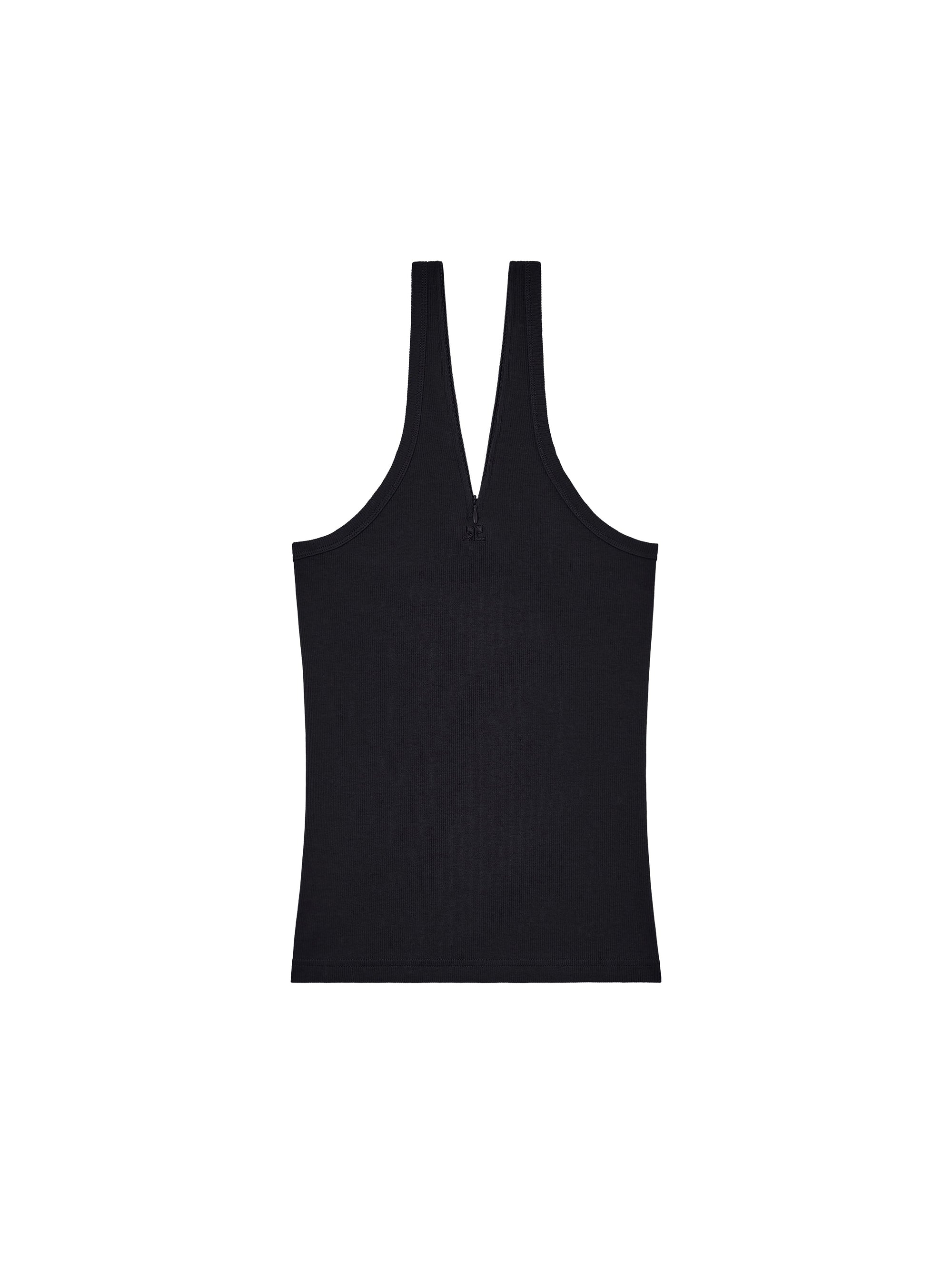 Criss cross 90's rib tank Top - Black