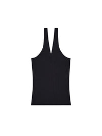 Criss cross 90's rib tank Top - Black