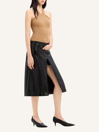 Criss cross 90's rib tank Top - Toffee