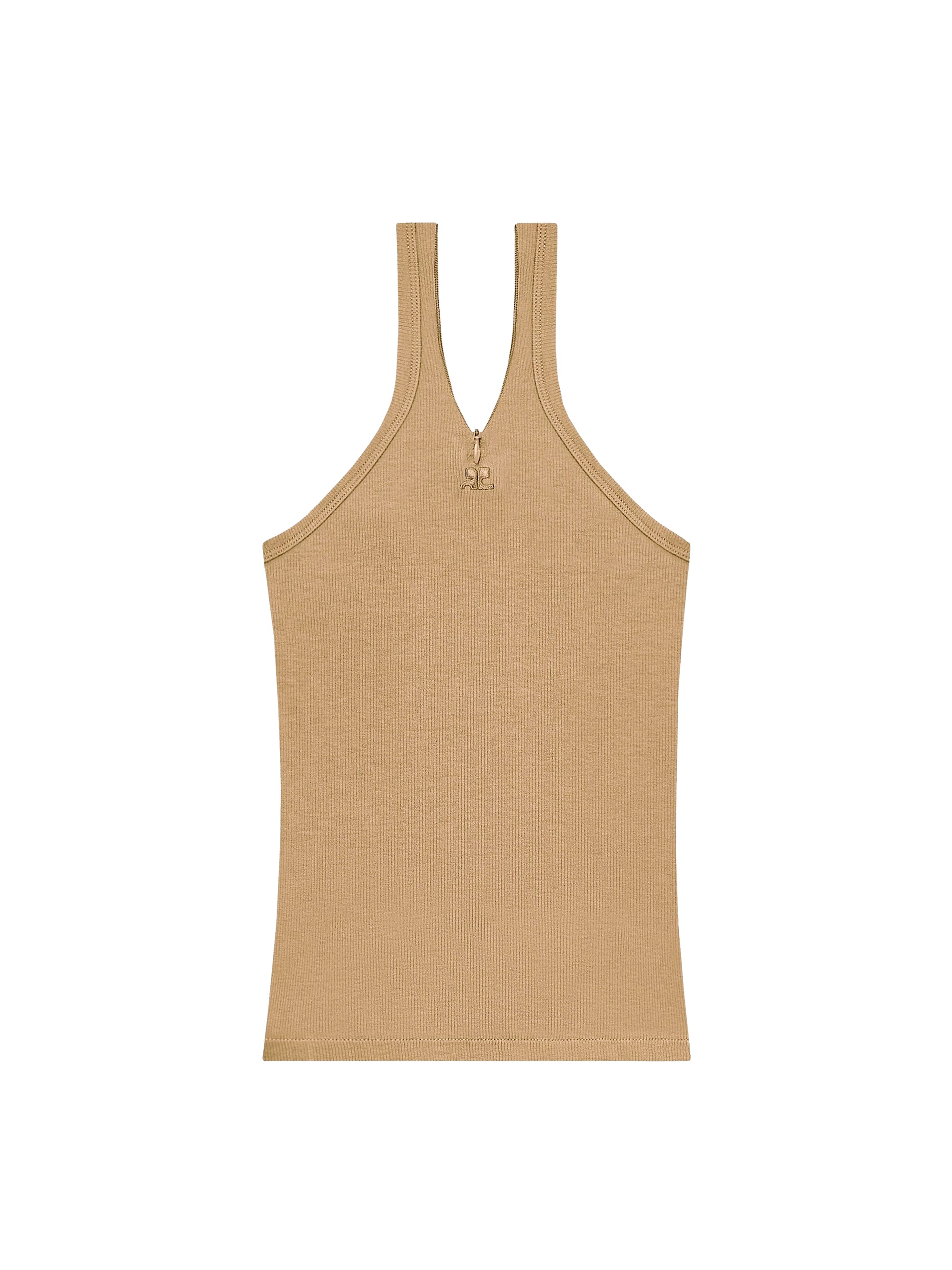 Criss cross 90's rib tank Top - Toffee