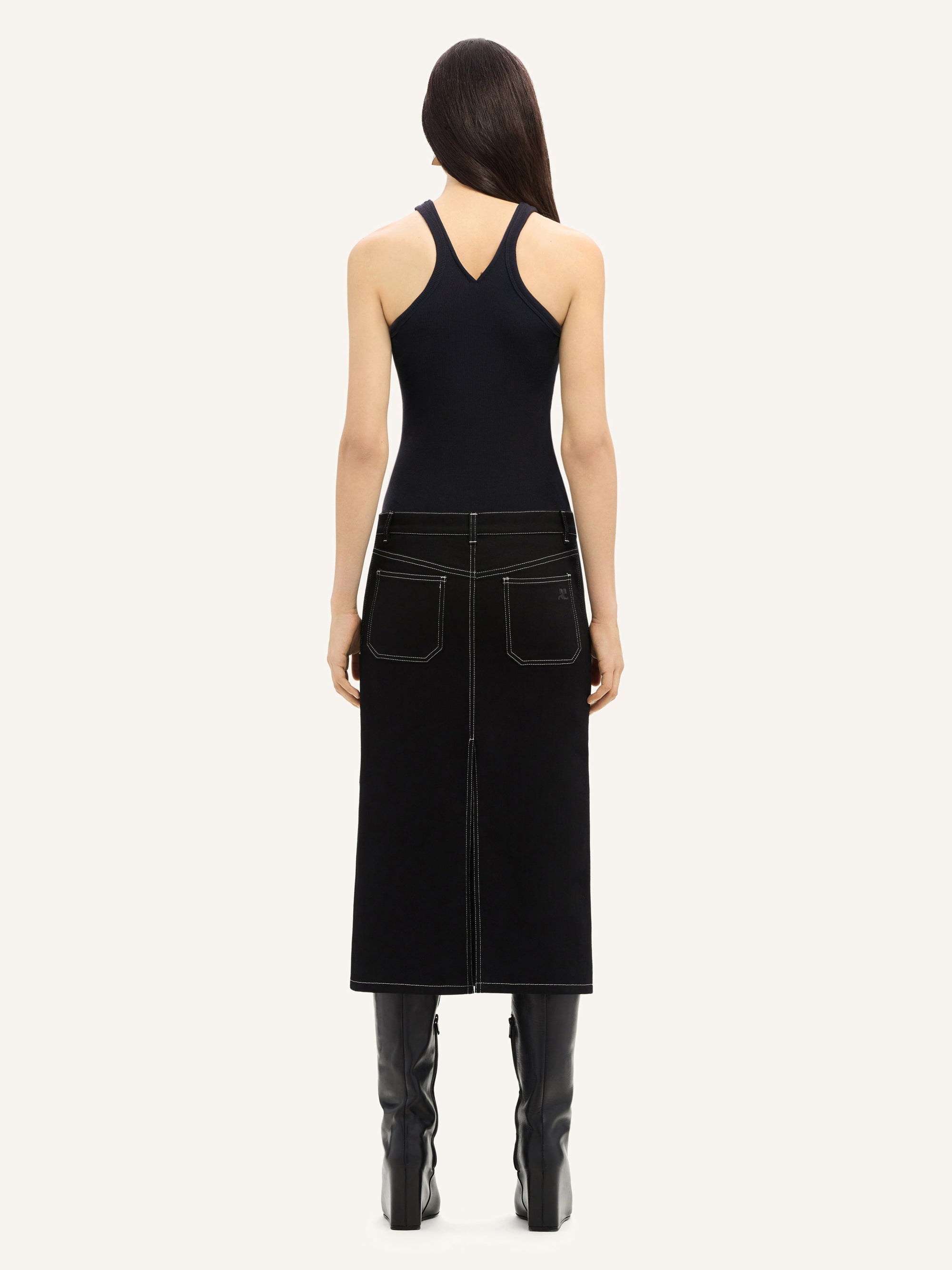 Criss cross 90's rib tank Top - Black