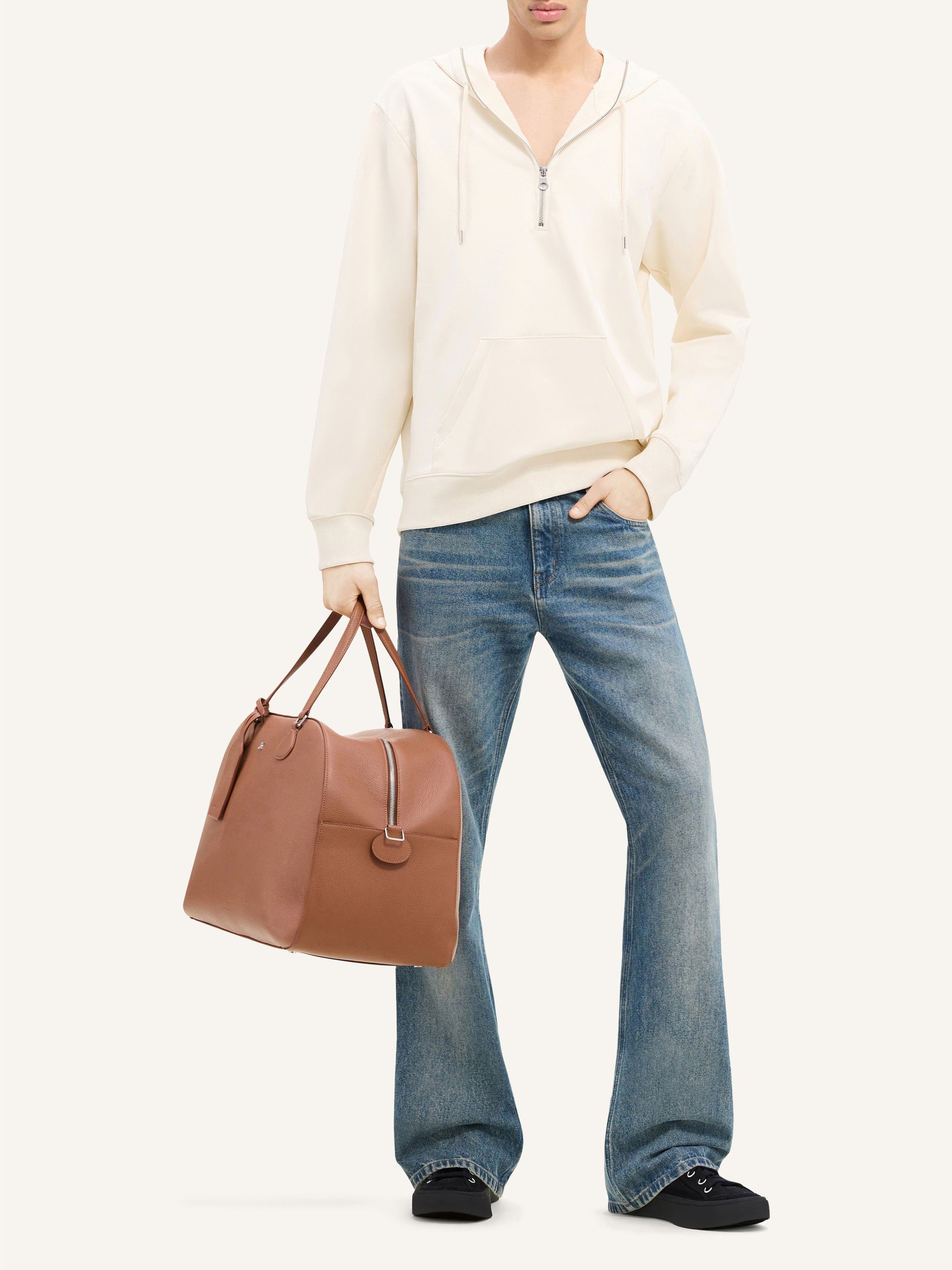 Zipped fleece Hoodie - Natural