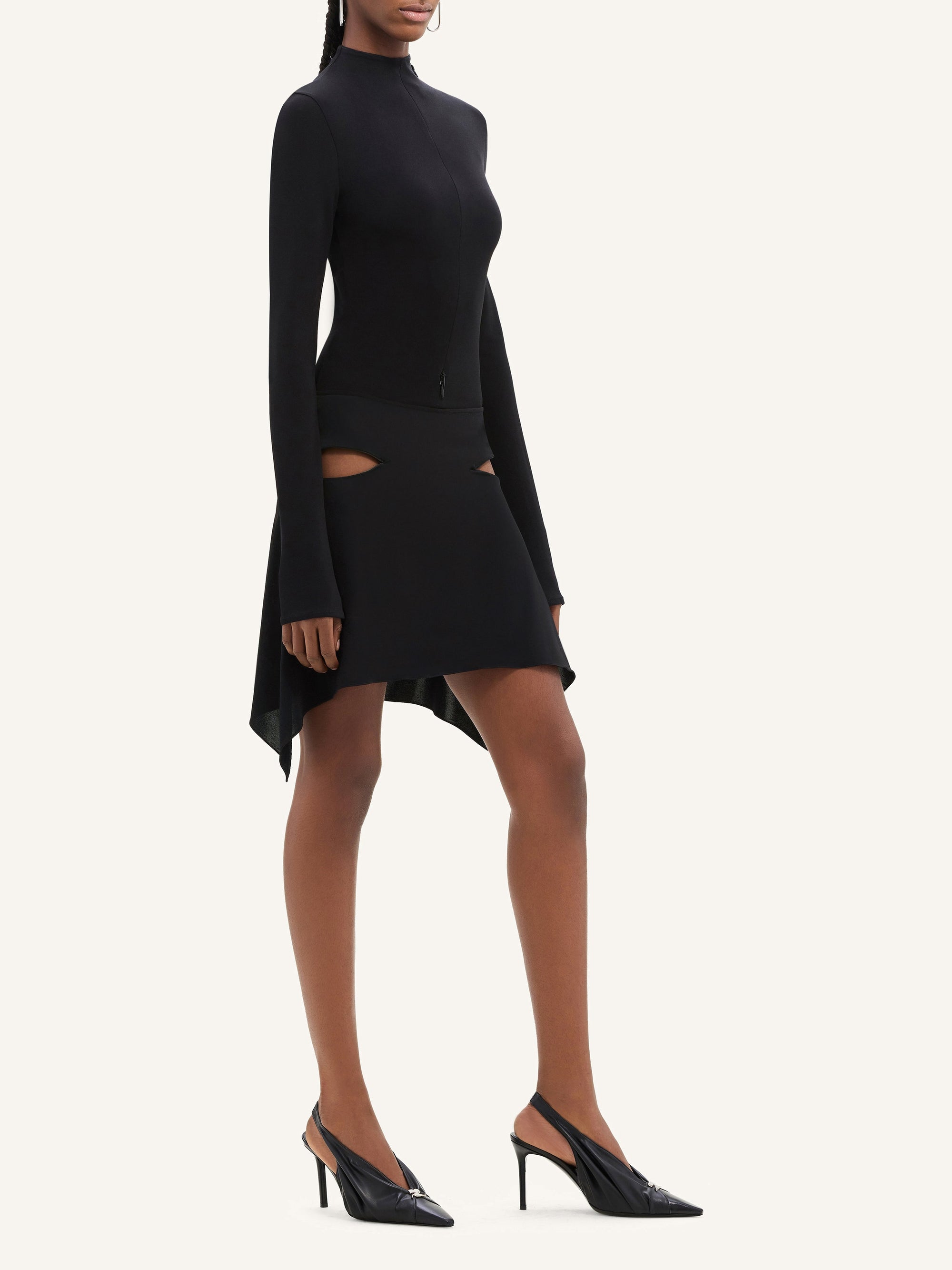 Zipped crepe mini Skirt - Black
