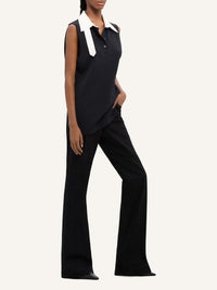 Sleeveless cotton polo Shirt - Black & White
