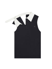 Sleeveless cotton polo Shirt - Black & White