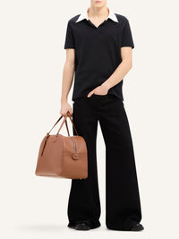 Contrasting cotton Polo - Black & White