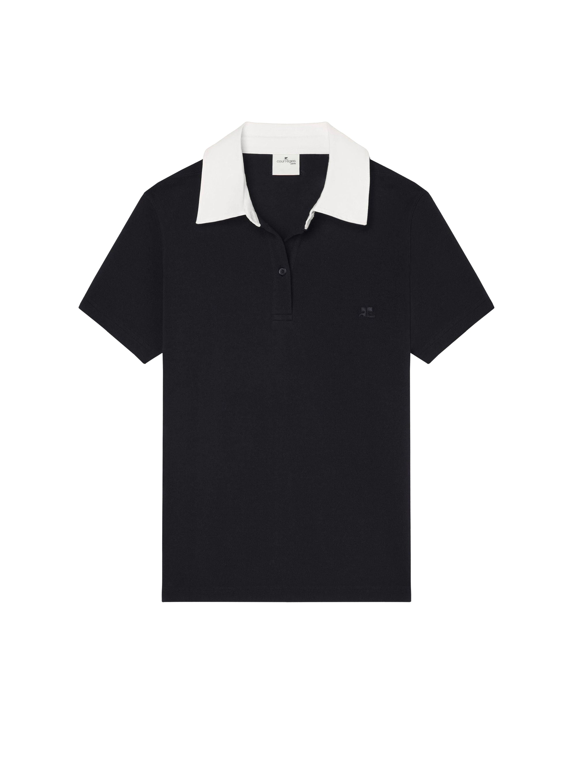 Contrasting cotton Polo - Black & White