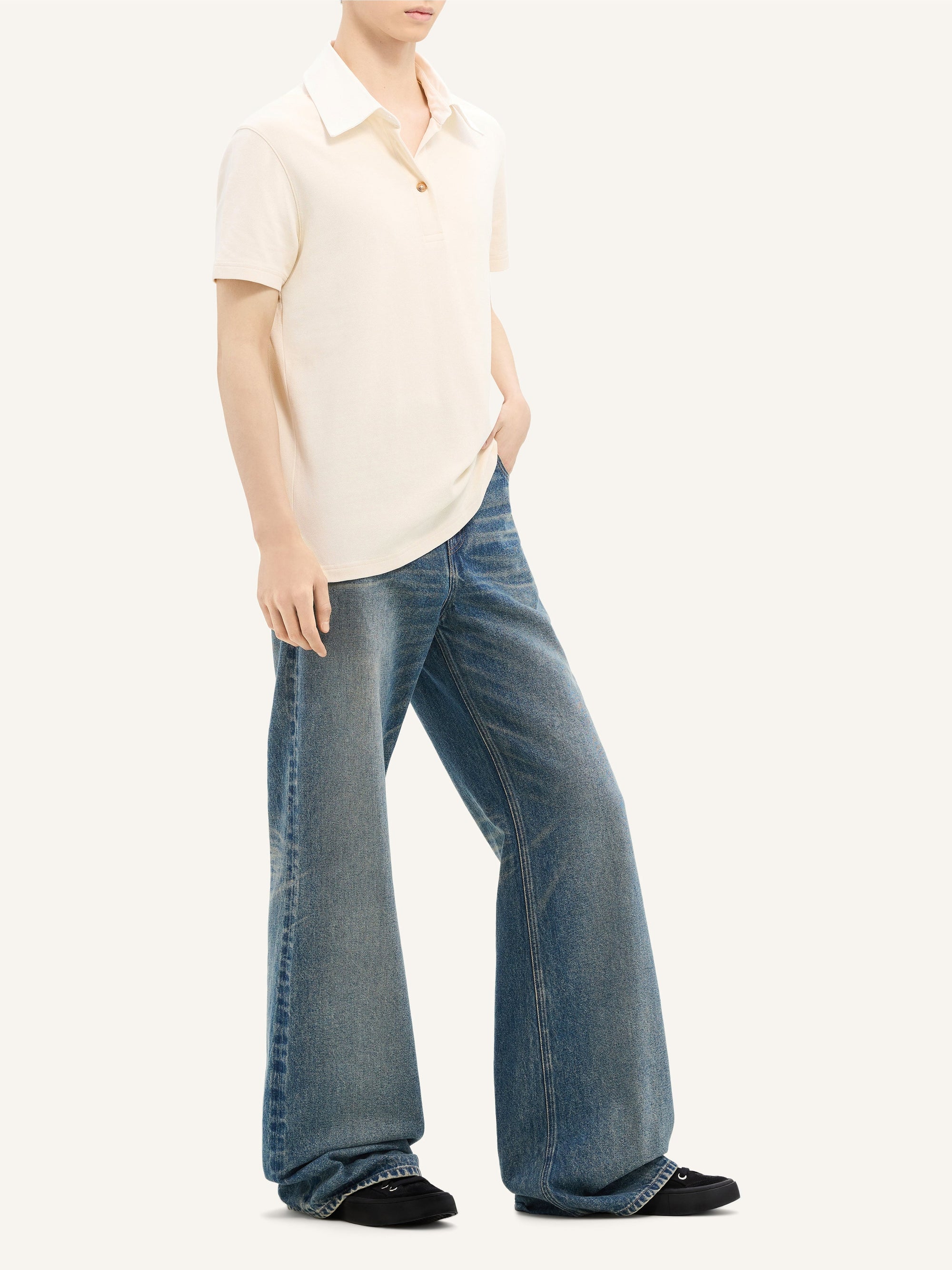 Contrasting cotton Polo - Natural & White