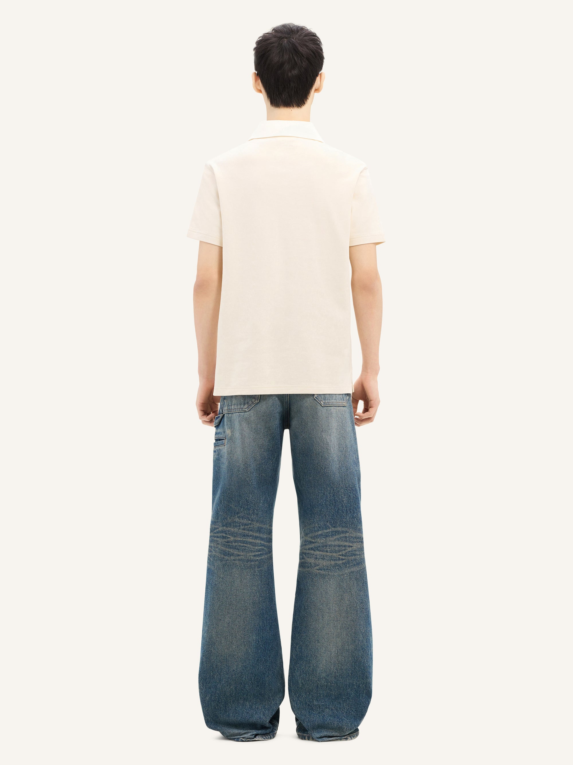 Contrasting cotton Polo - Natural & White