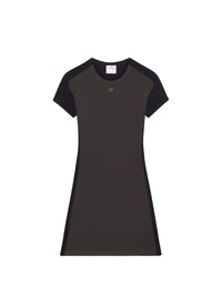 Contrast frame mini Dress - Mud Brown & Black