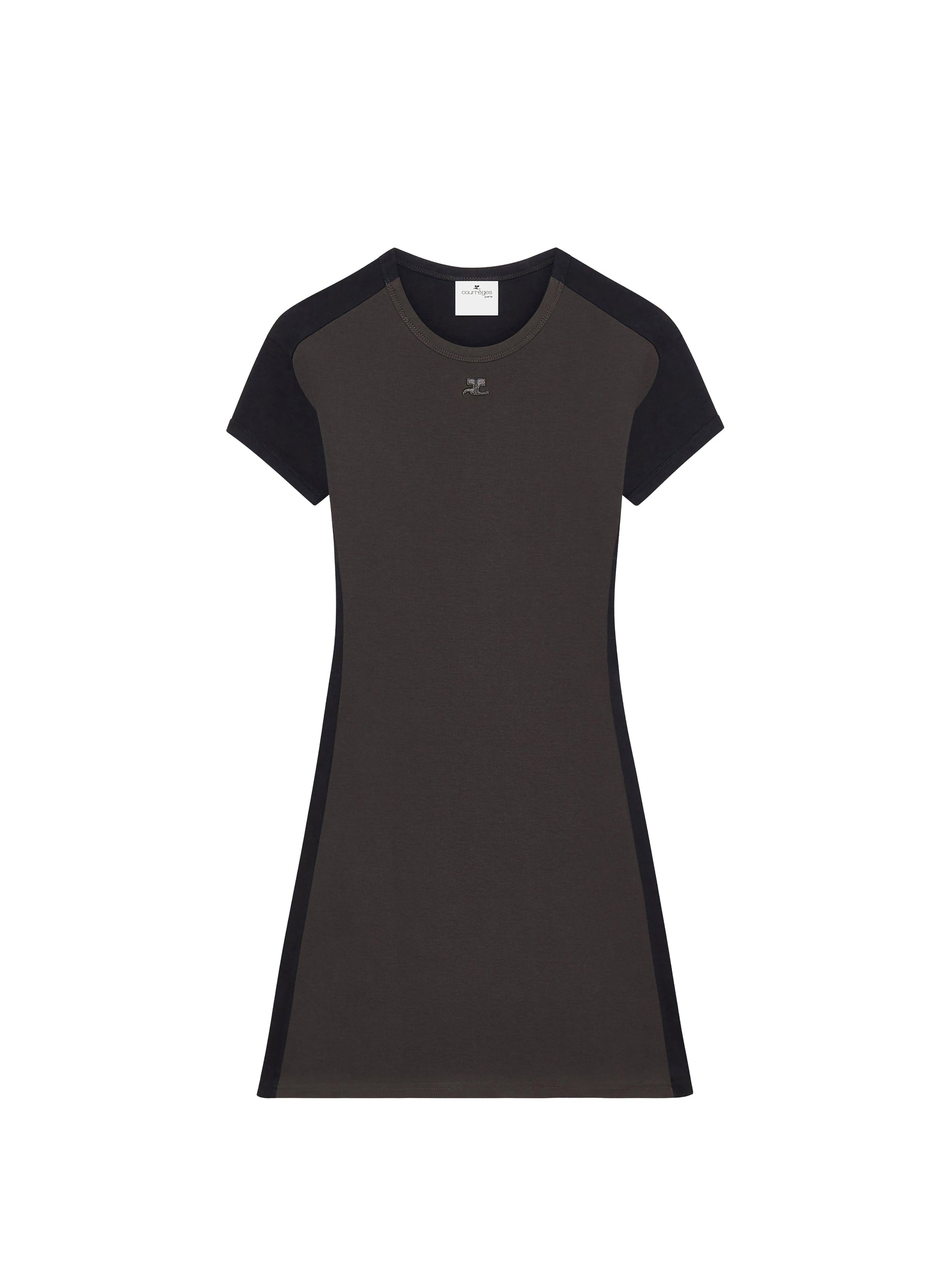 Contrast frame mini Dress - Mud Brown & Black