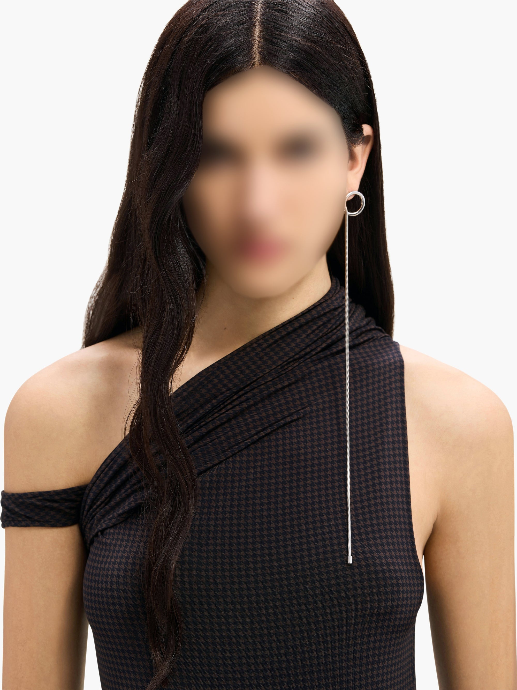 Houndstooth midi twist Dress - Chocolate & Black