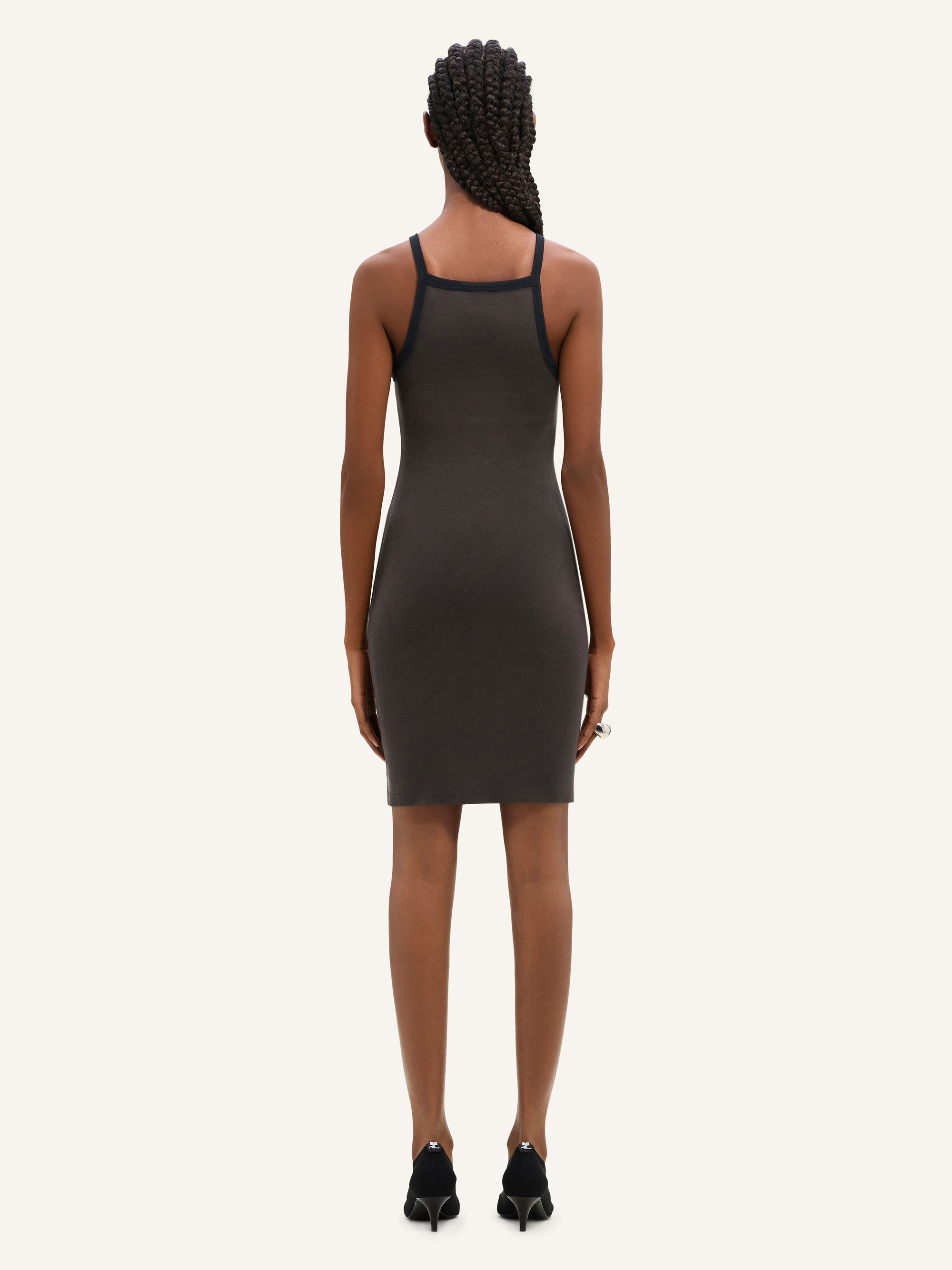 Contrast mini Dress - Mud Brown & Black