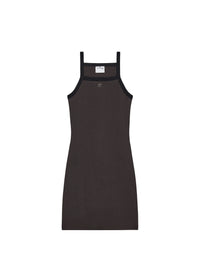 Contrast mini Dress - Mud Brown & Black