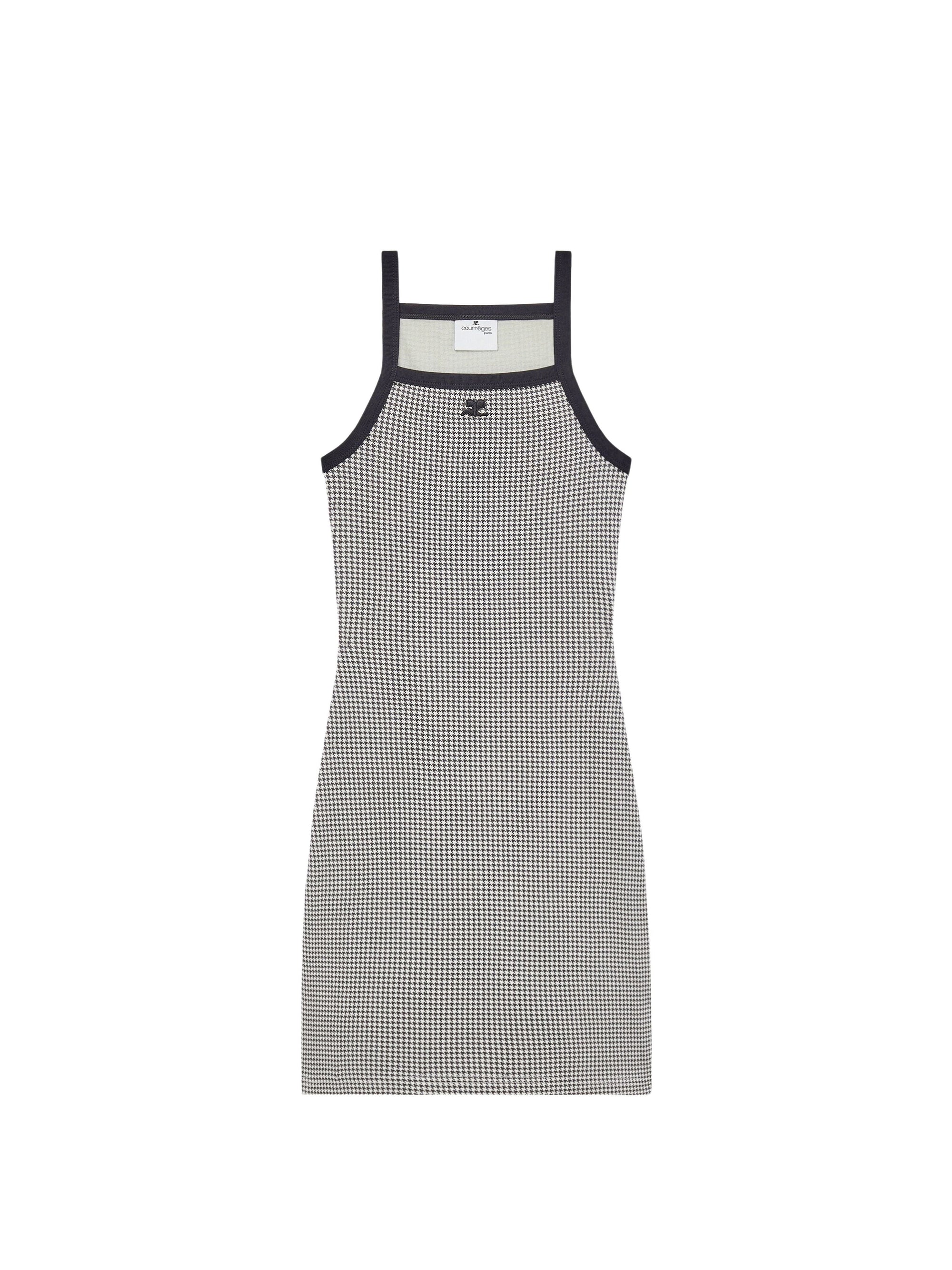 Contrast houndstooth mini Dress - White & Black