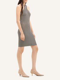Criss cross mini jersey Dress - Natural & Mud Brown