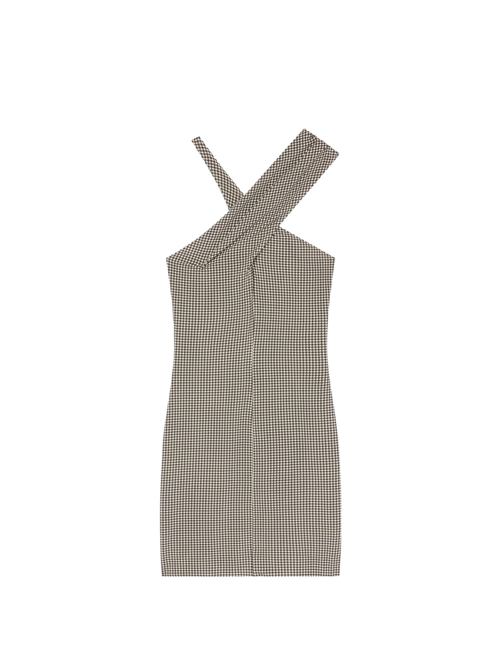 Criss cross mini jersey Dress - Natural & Mud Brown