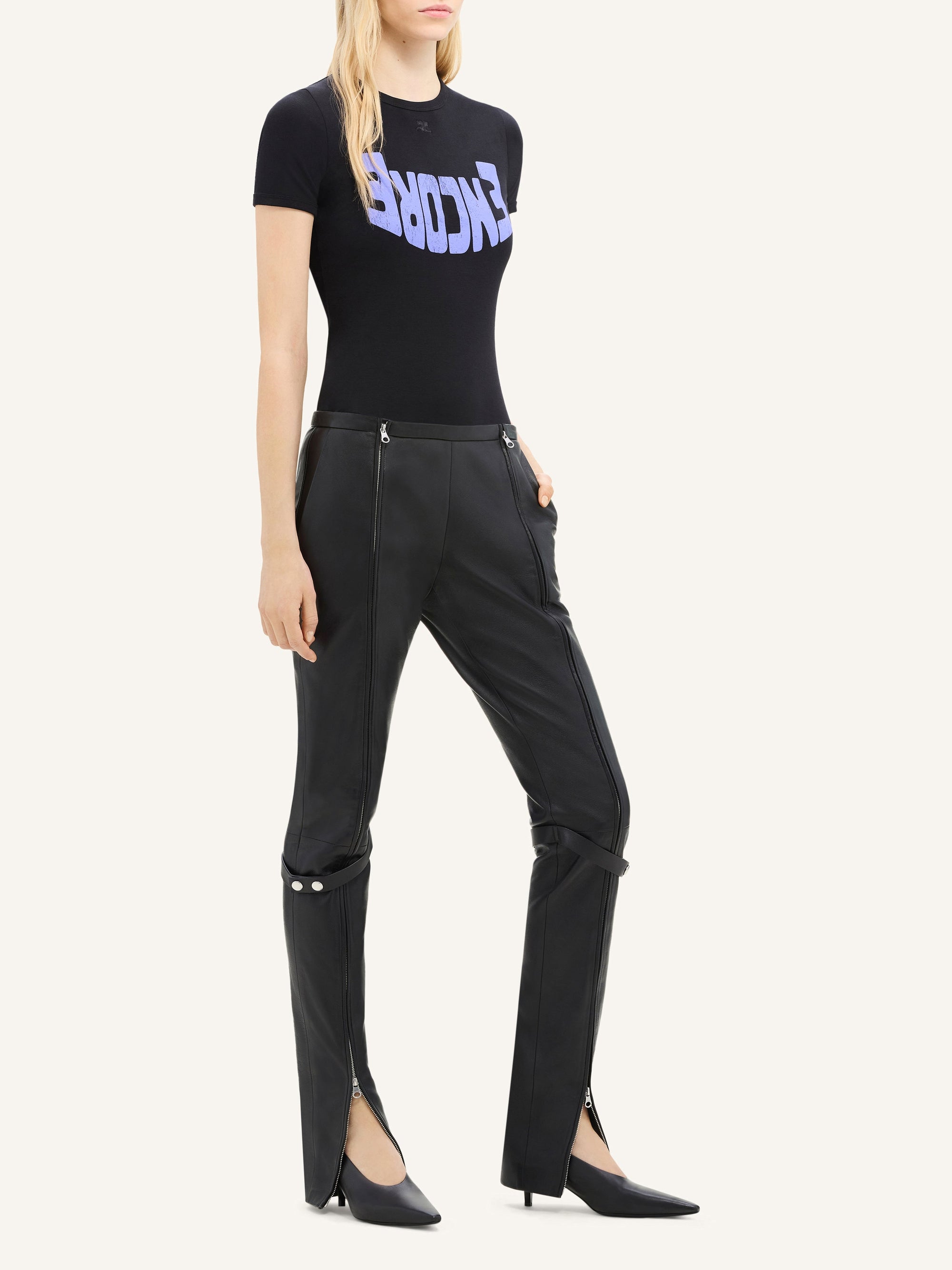 Encore contrast T-Shirt - Black & Purple
