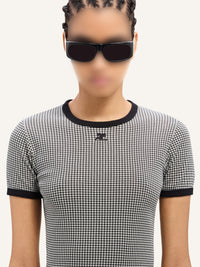 Contrast houndstooth T-Shirt - White & Black