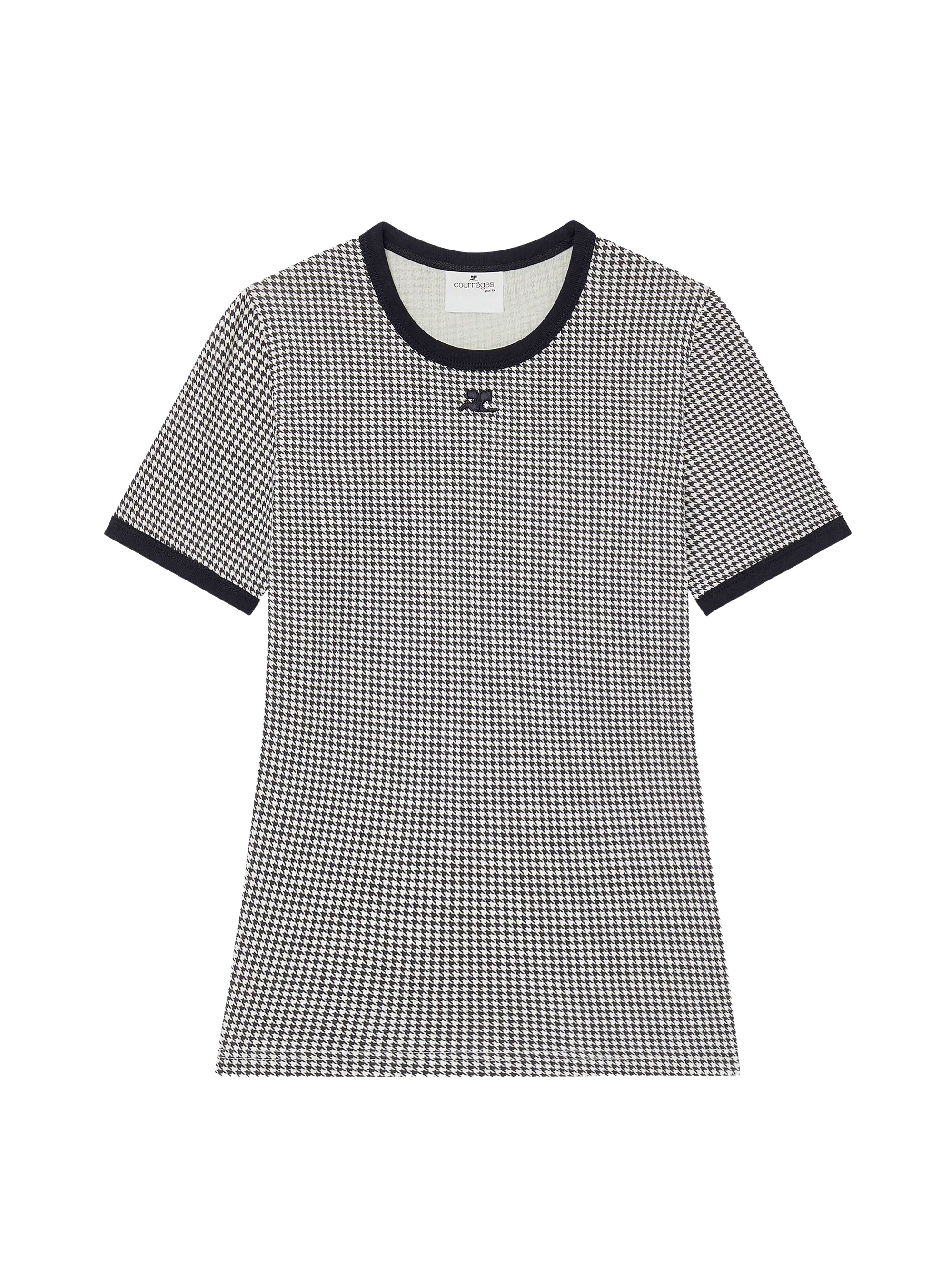 Contrast houndstooth T-Shirt - White & Black