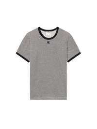 Contrast houndstooth T-shirt - White