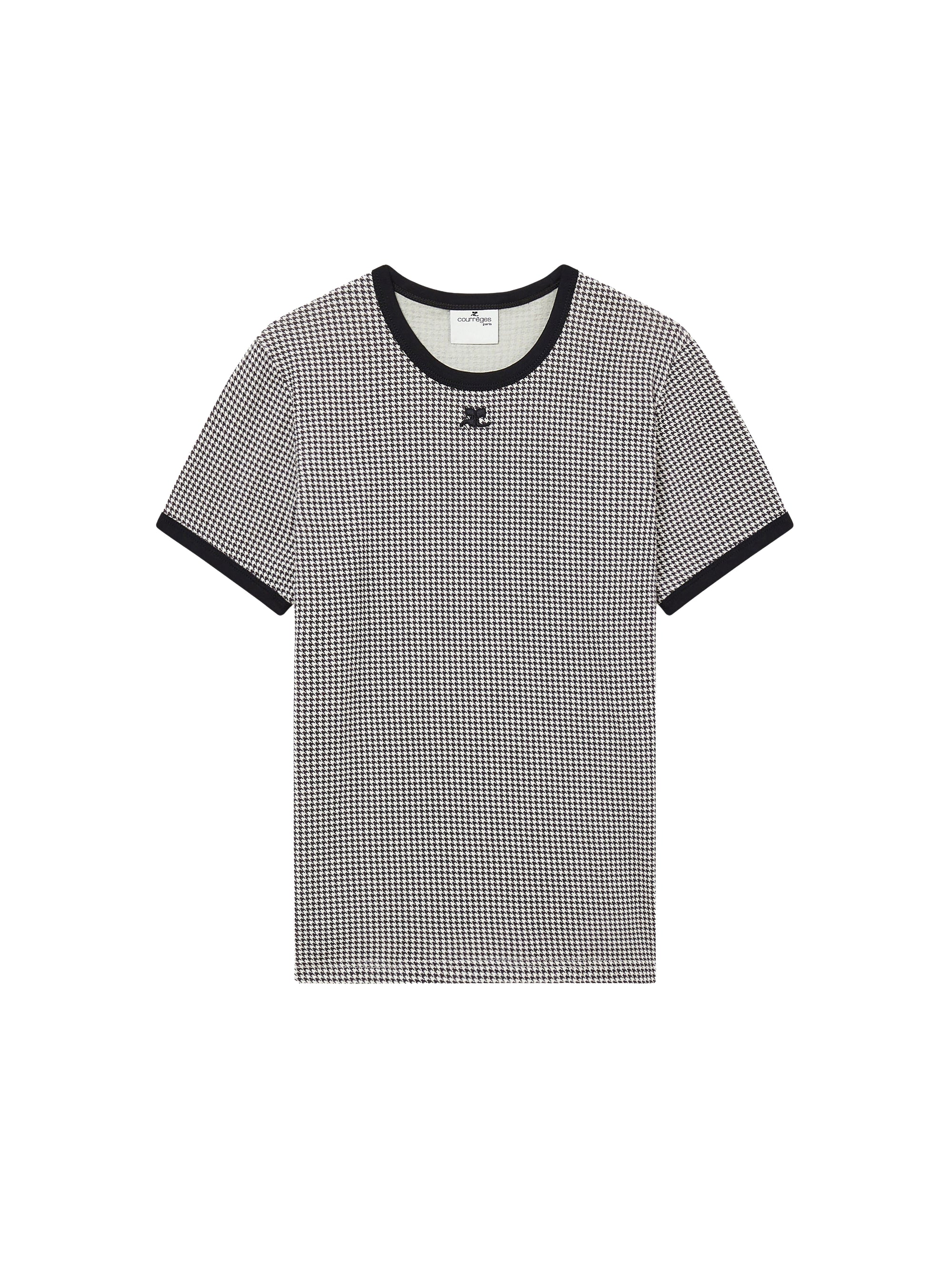 Contrast houndstooth T-shirt - White