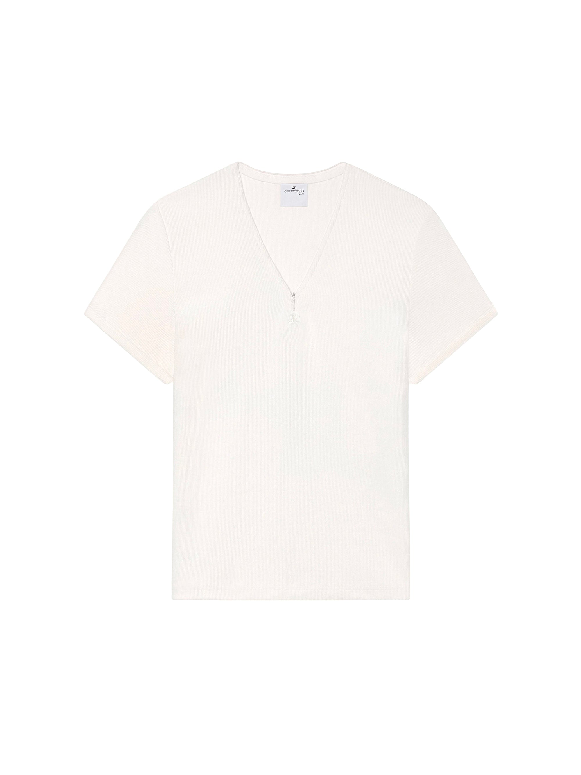 Zipped 90's rib T-Shirt - Heritage White