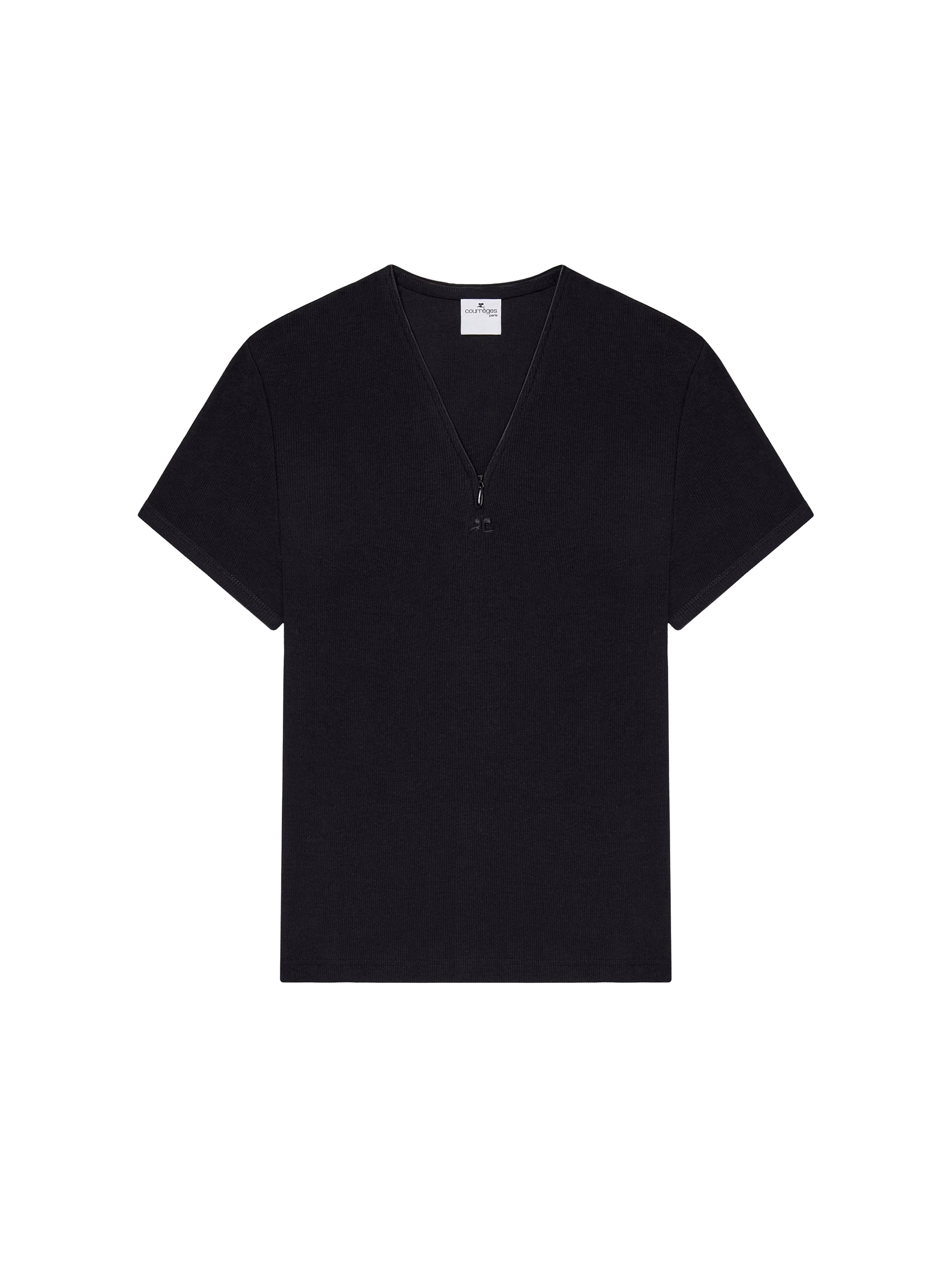 Zipped 90's rib T-Shirt - Black