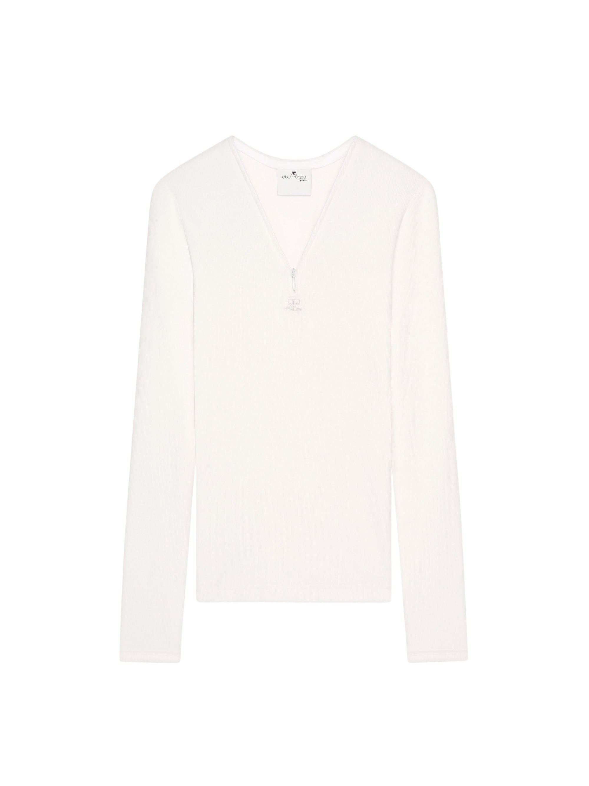 90's zip neck T-shirt - White