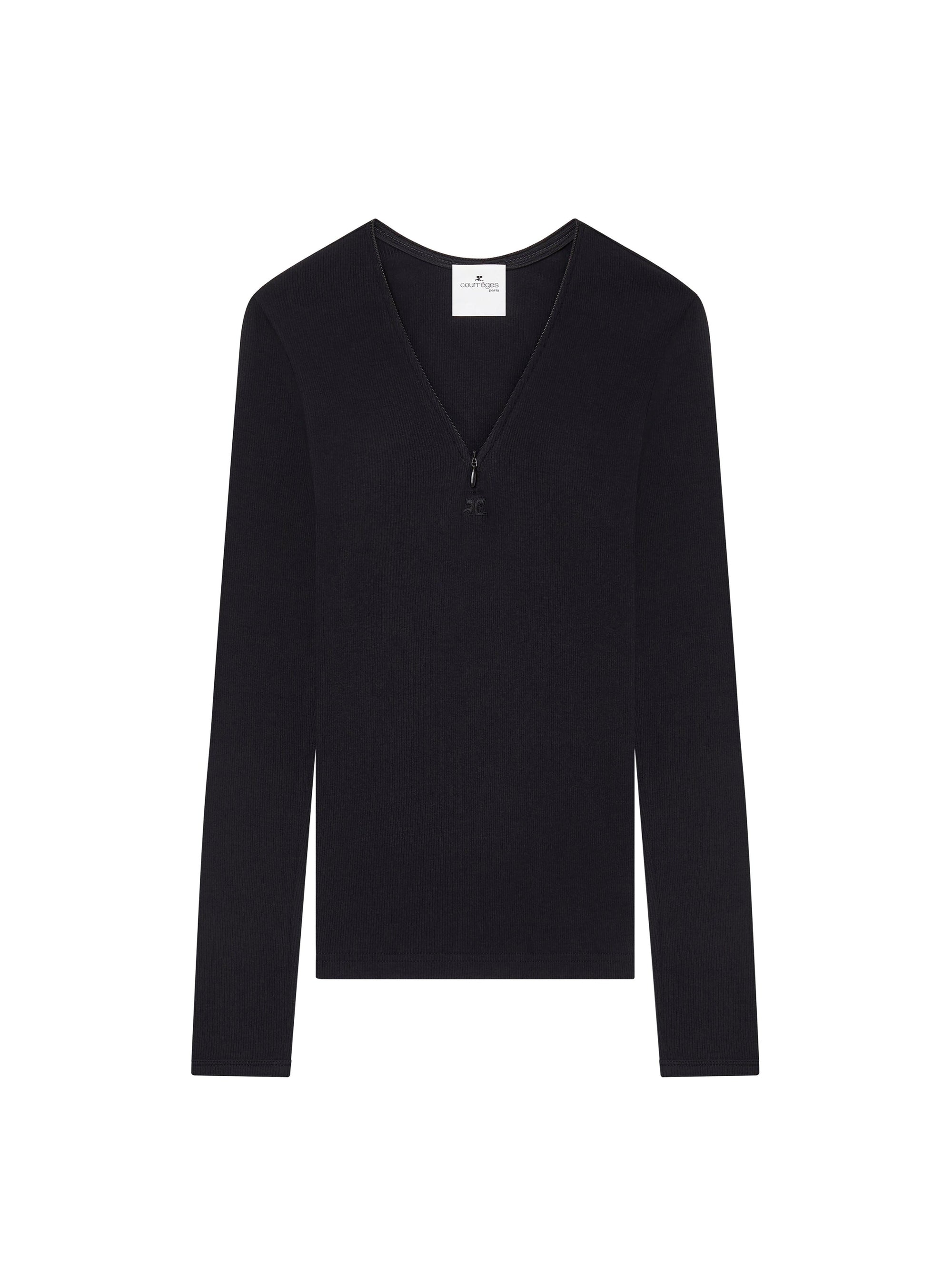 90's zip neck T-Shirt - Black