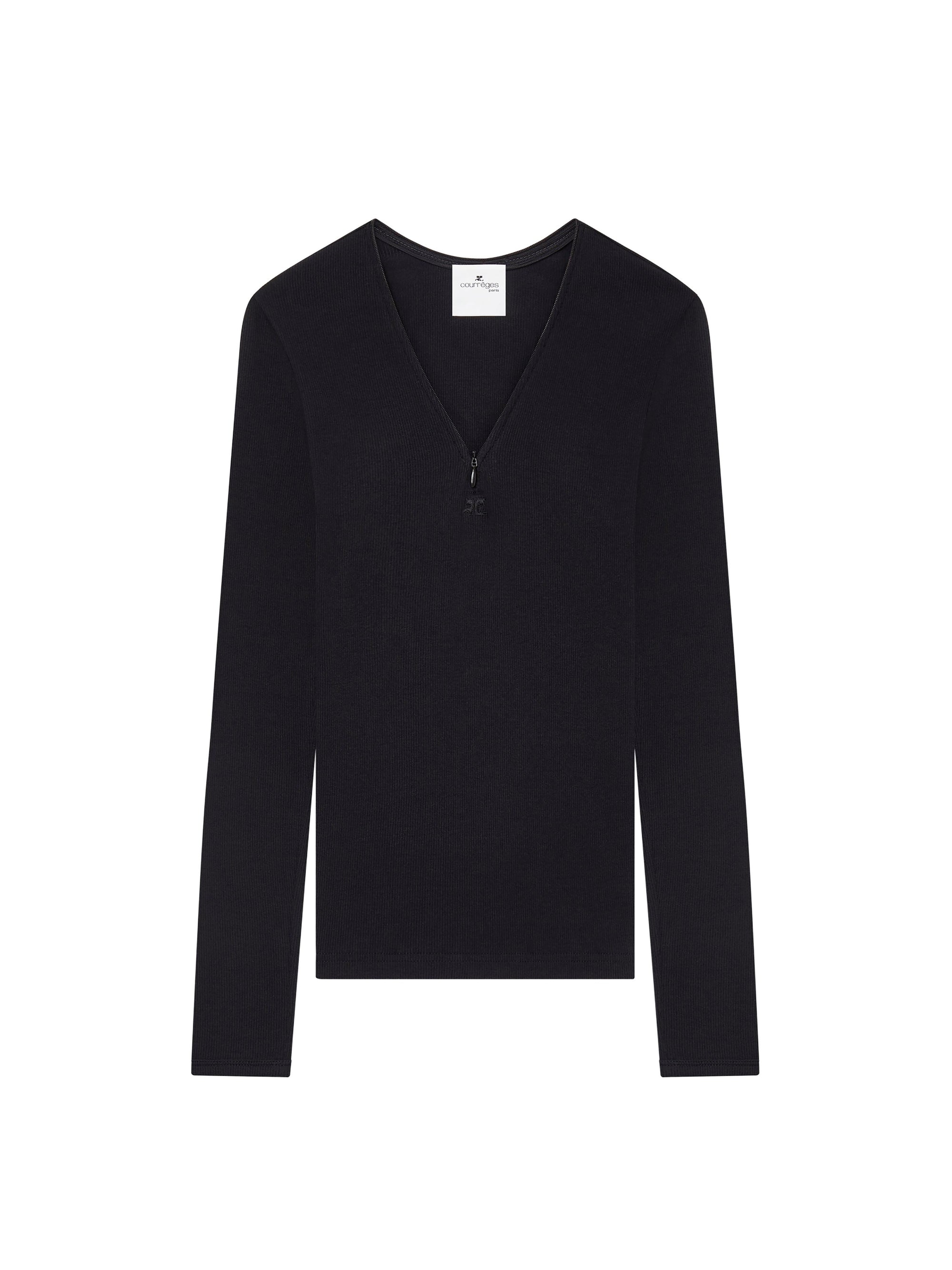 90's zip neck T-shirt - Black