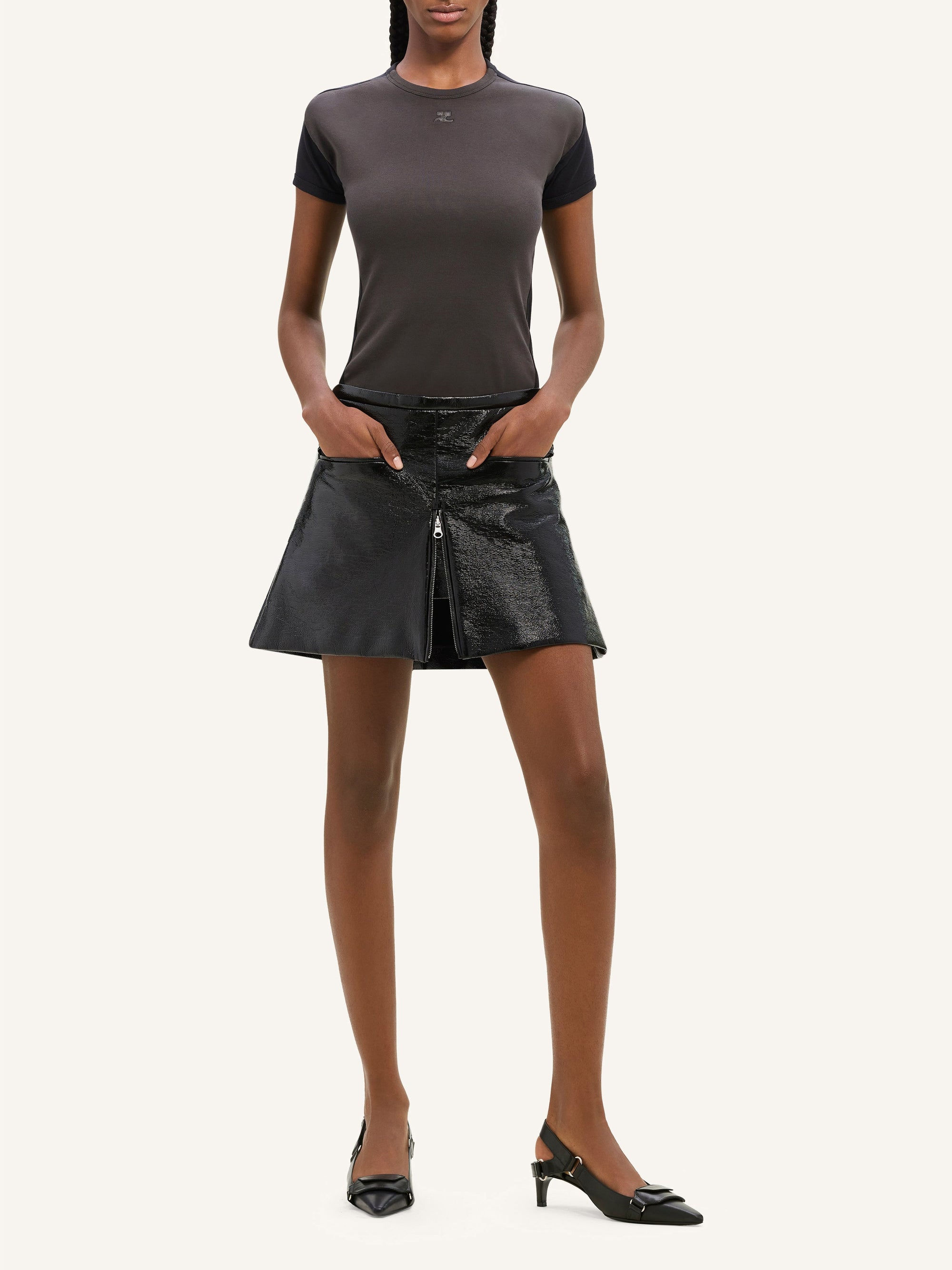 Contrast frame T-Shirt - Mud Brown & Black