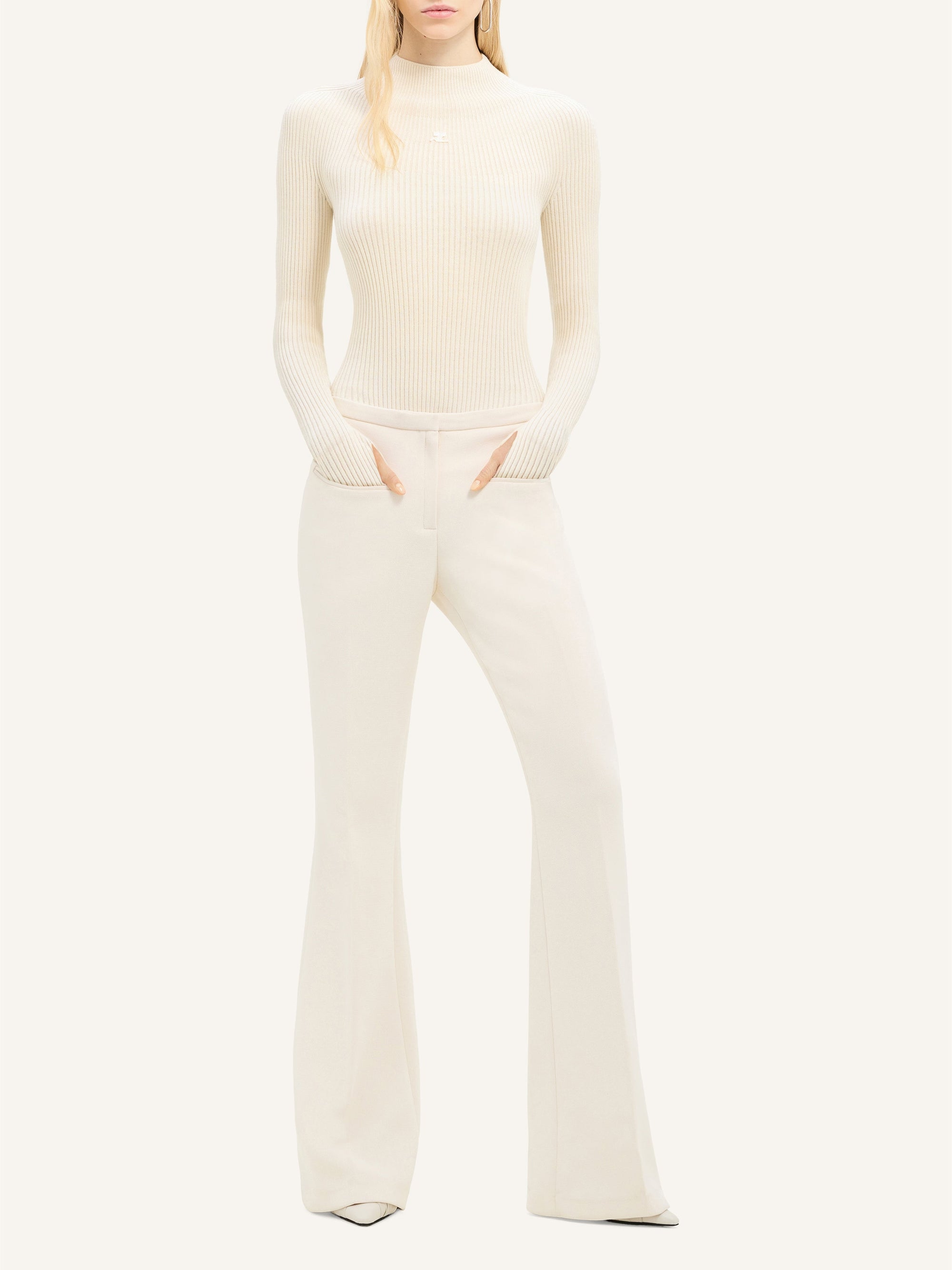 Engineered light rib knit Bodysuit - Natural