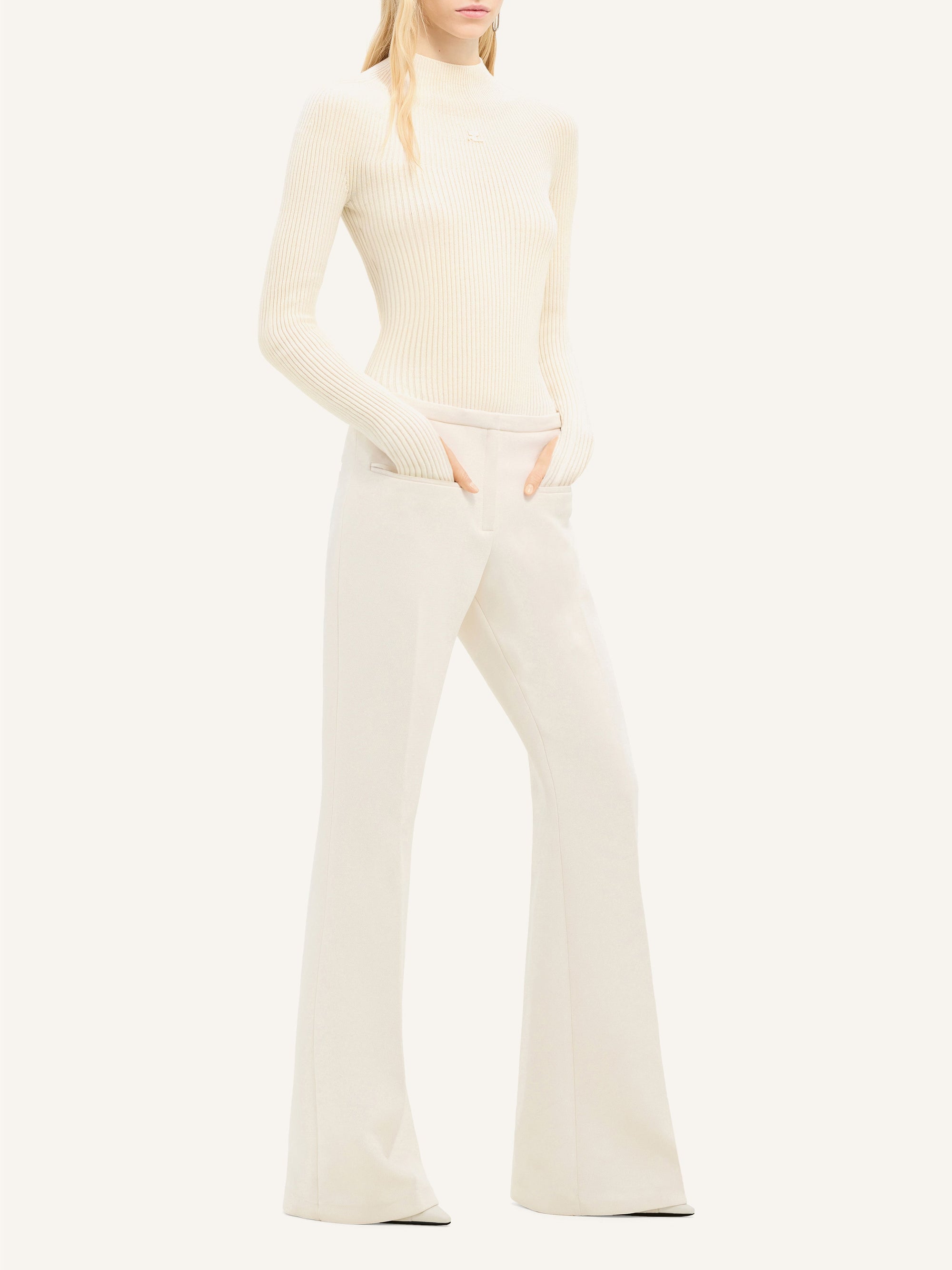 Engineered light rib knit Bodysuit - Natural