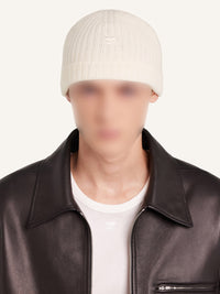 Ac ribbed lambswool Beanie - Natural