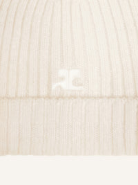 Ac ribbed lambswool Beanie - Natural