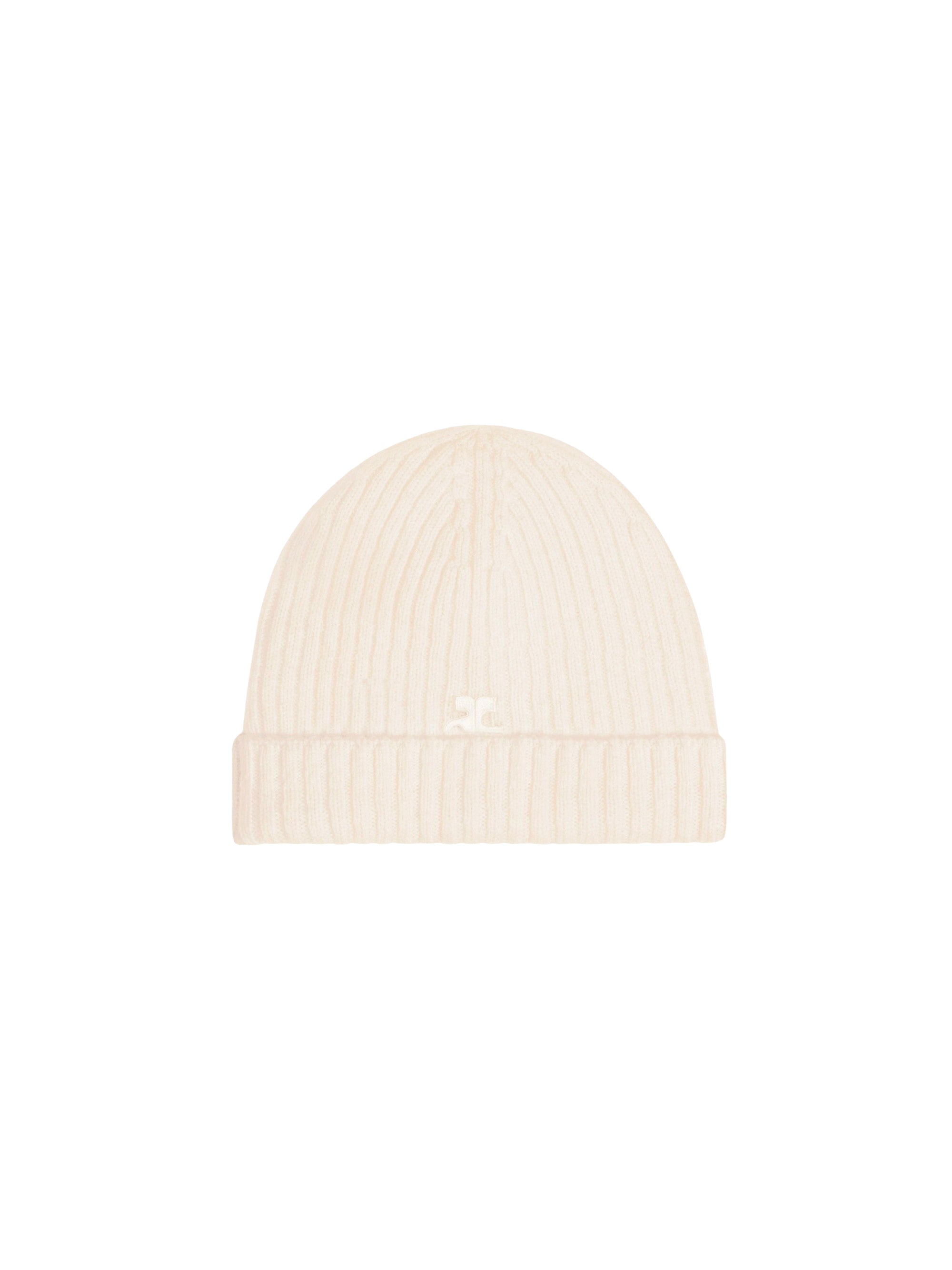 Ac ribbed lambswool Beanie - Natural