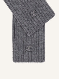 Ac ribbed lambswool Mittens - Heather Gray
