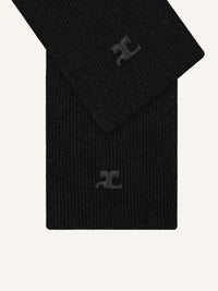 Ac ribbed lambswool Mittens - Black