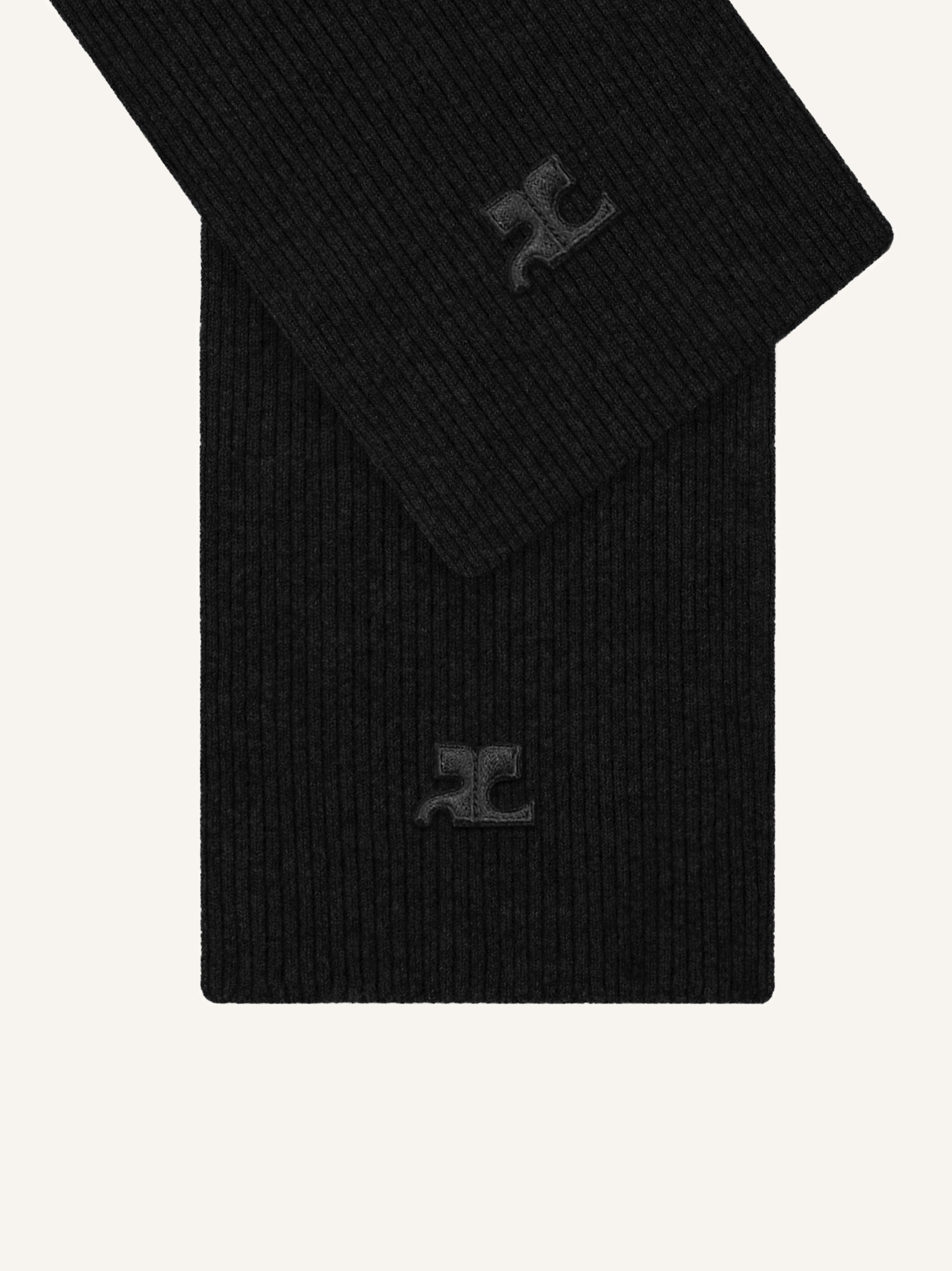 Ac ribbed lambswool Mittens - Black