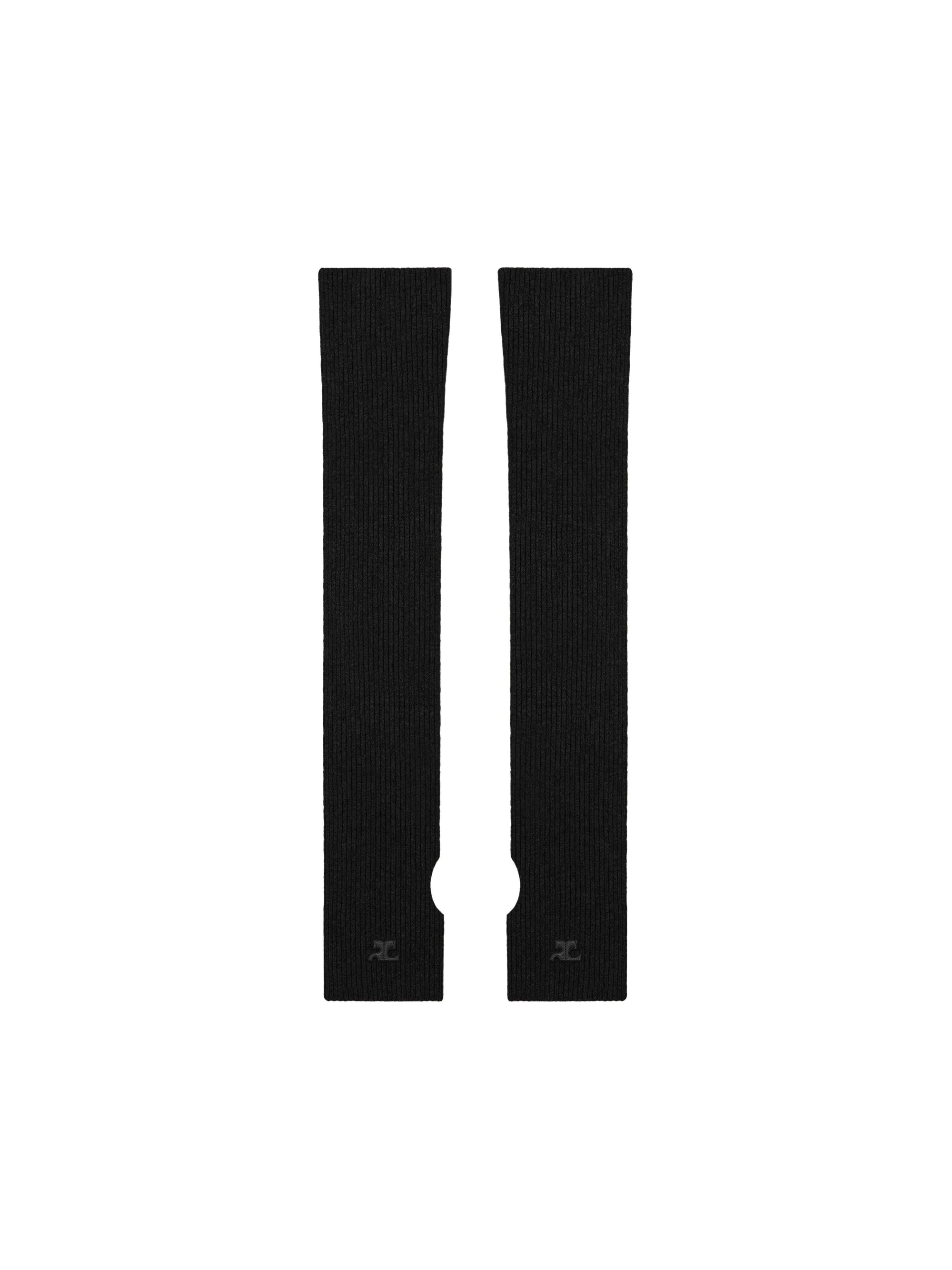 Ac ribbed lambswool Mittens - Black