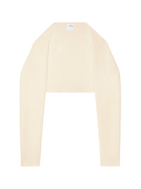 Ribbed wool long-sleeved Cover up - Natural