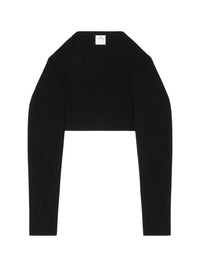 Ribbed wool long-sleeved Cover up - Black